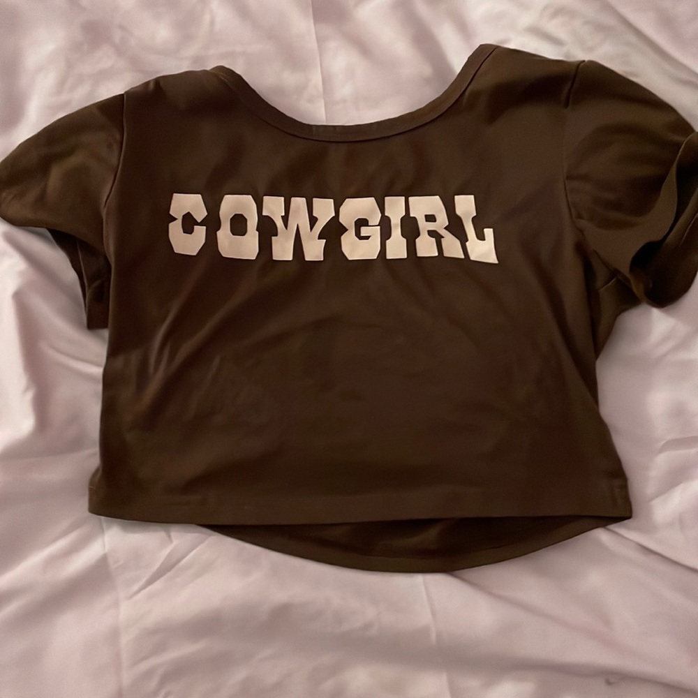COWGIRL BRANDY MELVILLE CROP BABY TEE PREPPY WORN ONCE